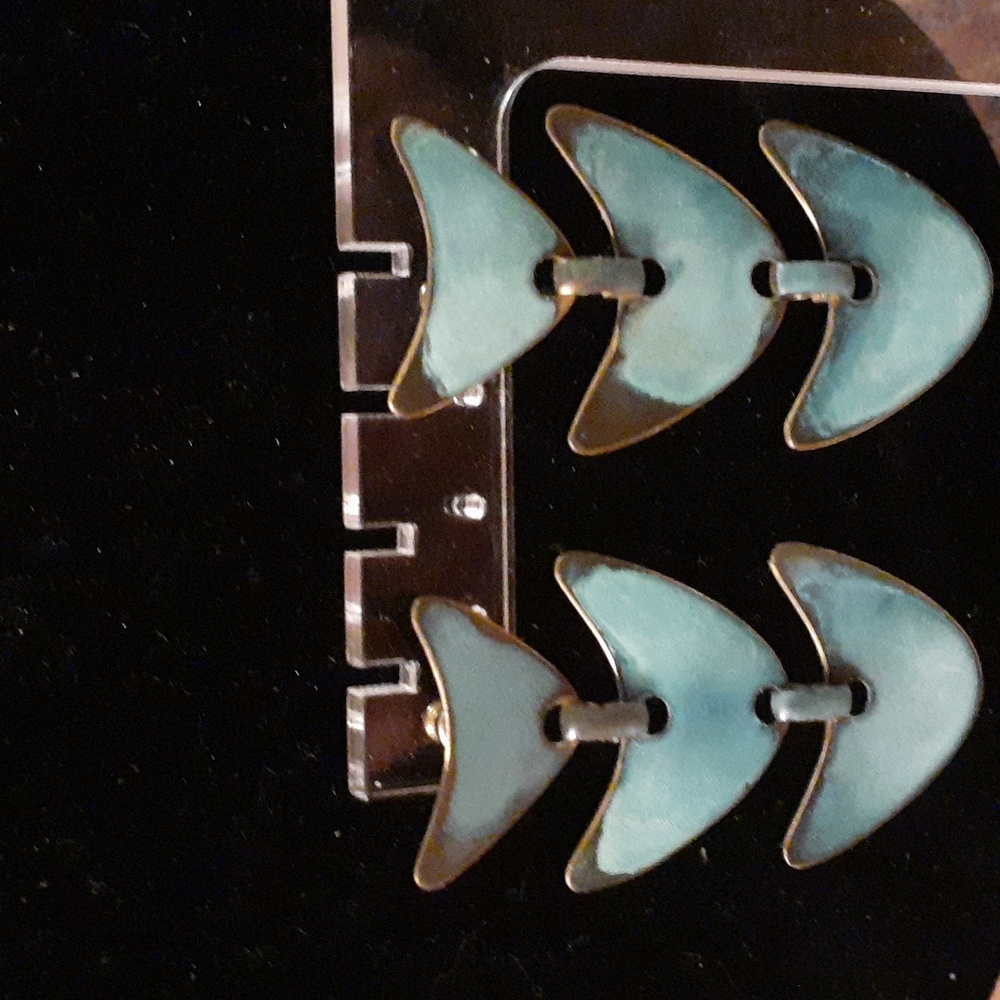 turquoise + brass pierced earrings